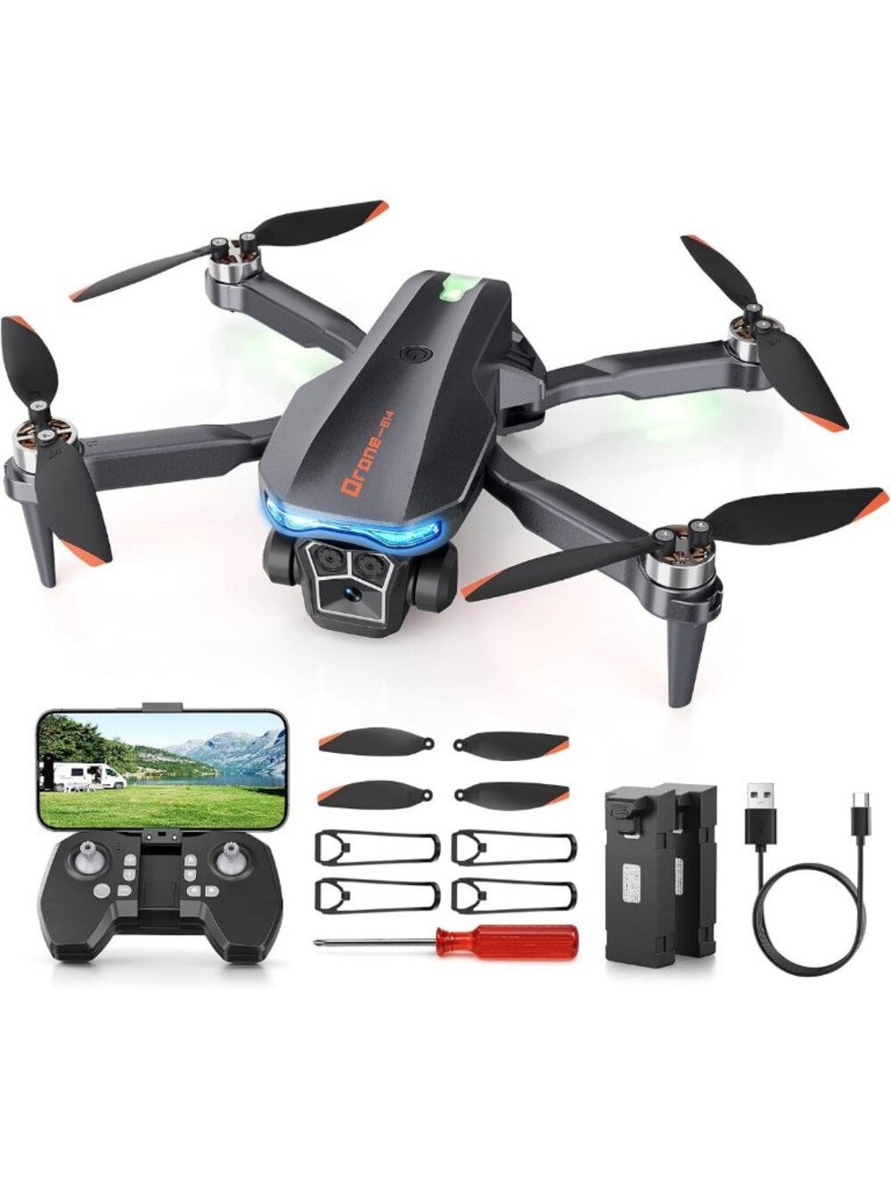 Camera Drone for Adults, Brushless RC Quadcopter, 2 Batteries, Easy to Fly